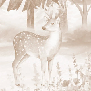 Exotic Jungle Theme Kids Room Wall Covering Sepia Color