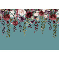 Hanging Floral Pattern Teal Color Wallpaper