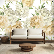 Big Flowers with Watercolor Effect Wallpaper Customised yellow buy now
