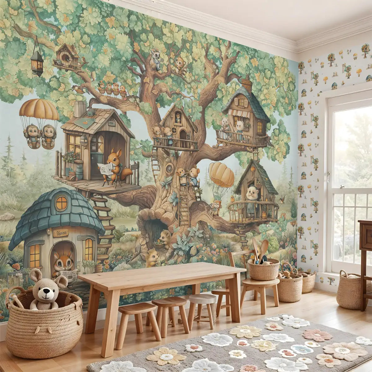 The Tree House Club Kids Room Wallpaper