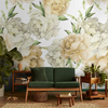 Big Flowers with Watercolor Effect Wallpaper Customised yellow