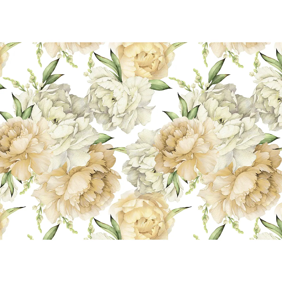 Big Flowers with Watercolor Effect Wallpaper Customised yellow