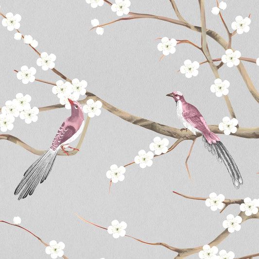 Plum Blossom Chinoiserie Style Wallpaper for Rooms