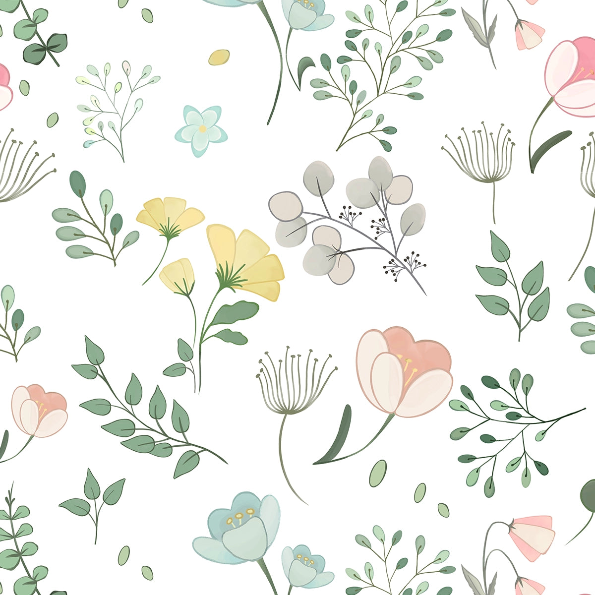 Cute Pastel Shades Floral Wallpaper Shop Now 