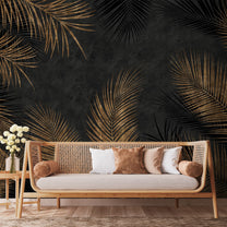 Tropical Theme Wallpaper, Gold Brown Foliage