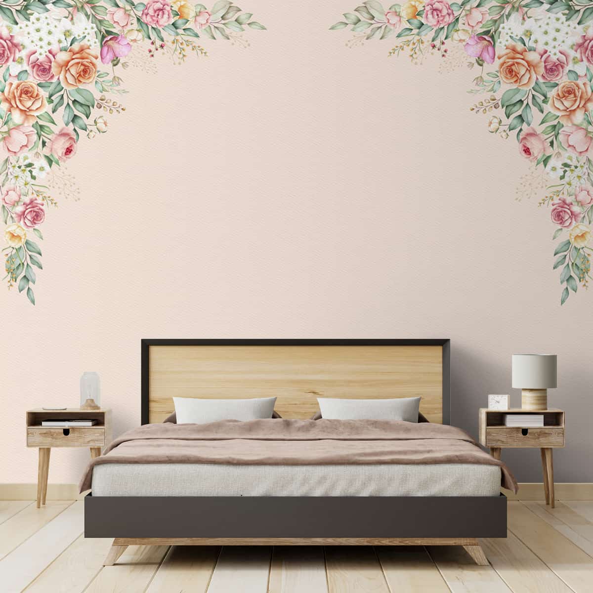 Beautiful Floral Wallpaper, Frame Pattern for Bedrooms, Customised