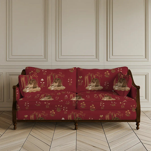 Malhar Sofa and Chairs Upholstery Fabric Maroon Color Indian Floral motifs