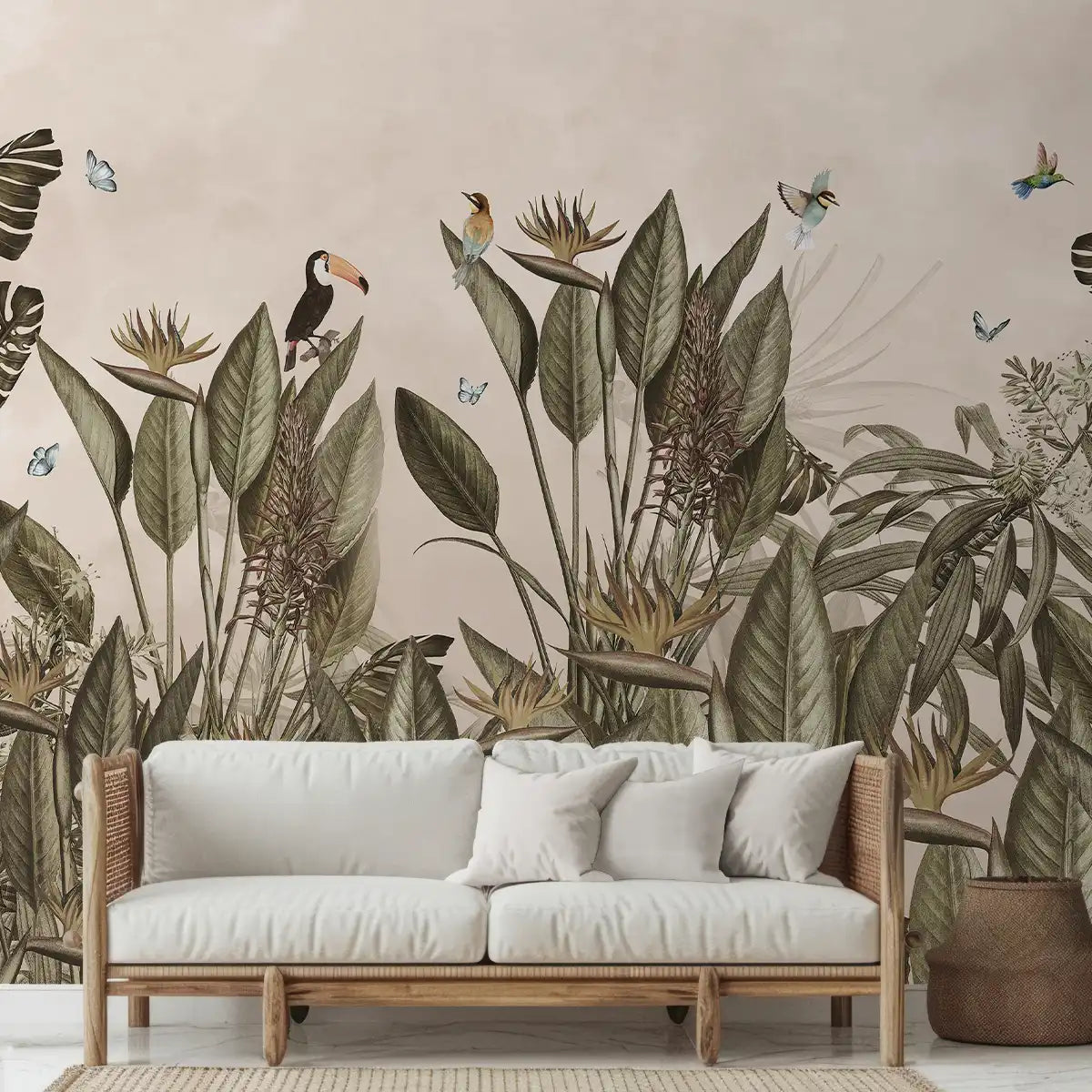 Tropical Theme Birds of Paradise Wallpaper Customised vintage look buy now