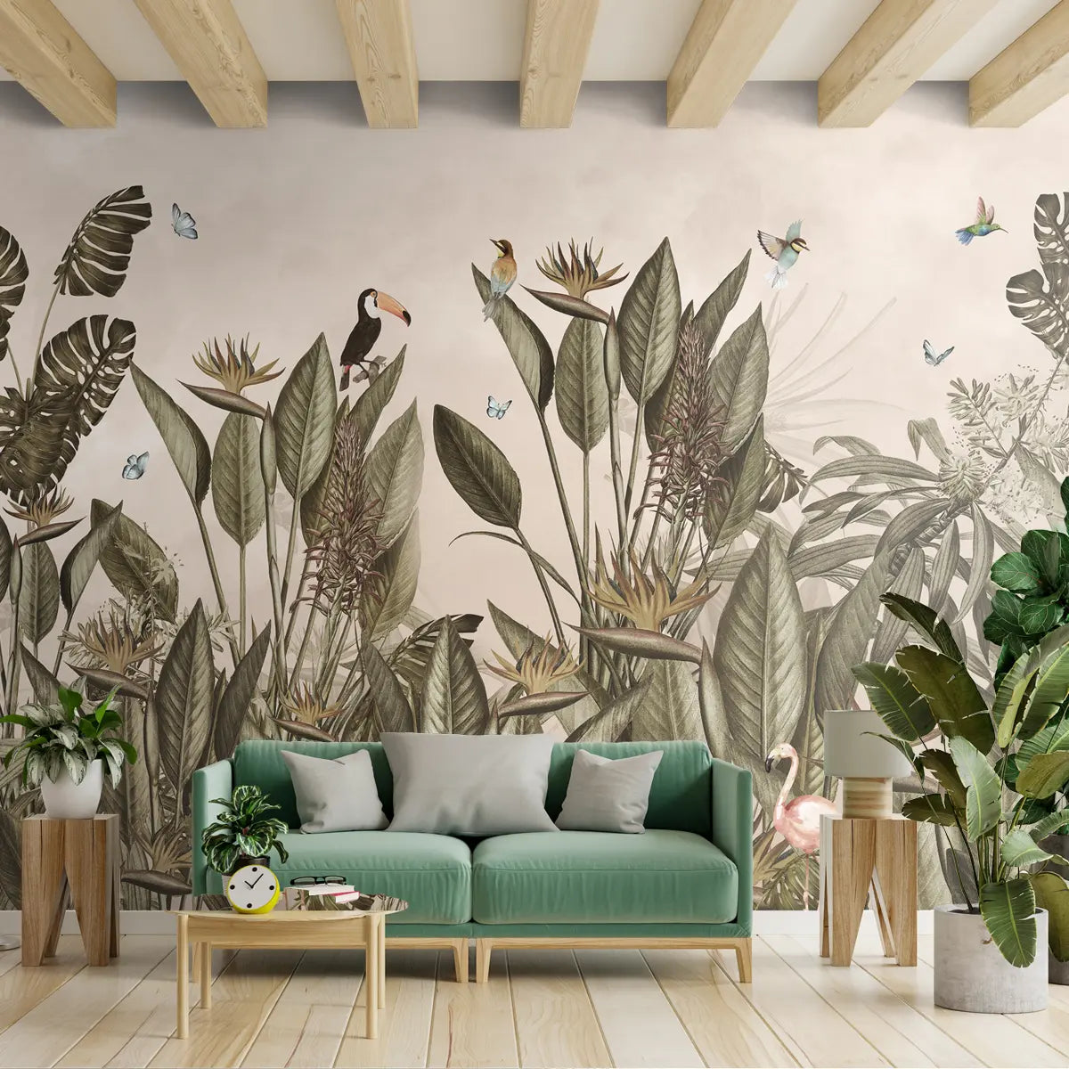 Tropical Theme Birds of Paradise Wallpaper Customised vintage look shop all