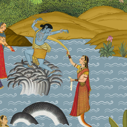 Kishna Leela Wallpaper in Suneherii Collection Closeup