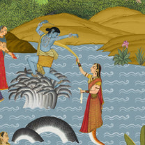 Kishna Leela Wallpaper in Suneherii Collection Closeup