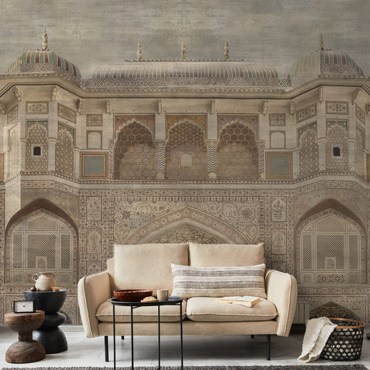 Amber Fort Textured Design Room Wallpaper, Customised