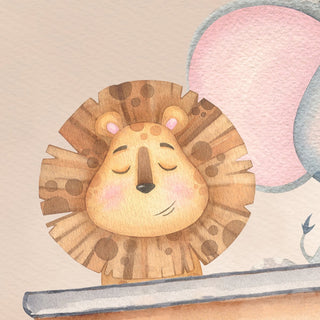 Cuddly Express: Wildlife Train Kids Room Wallpaper