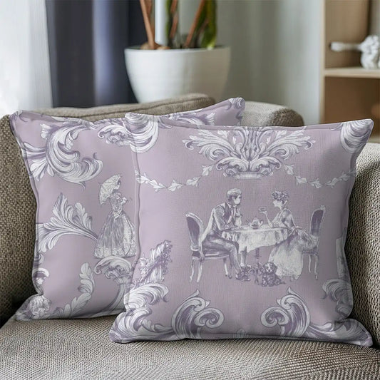 Date Night Baroque Style Cushion Cover, Set of 2 Lilac