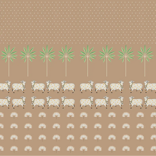 brown color pichwai cow painting inspired wallpaper for Walls
