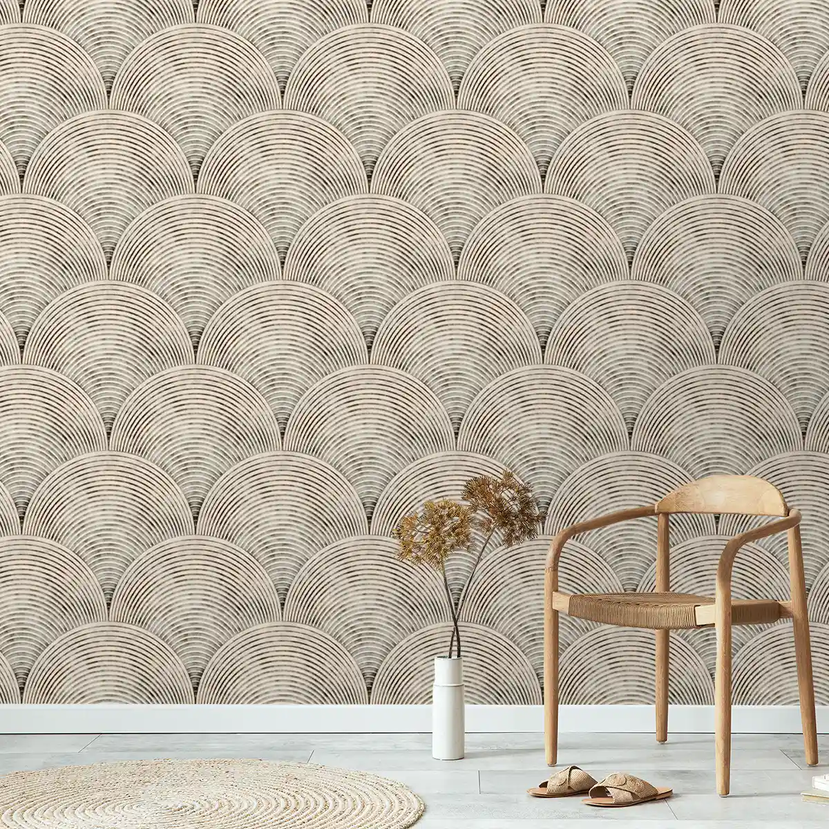 Buy Sandy Arches Abstract Modern Theme Geometric Wallpaper Beige
