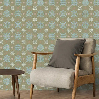 Buy Rangoli Design Wallpaper Roll in Sage green Color