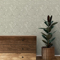 Cameo Design Wallpaper Roll in Greyish Green Color