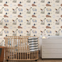 Enchanting Animals Heaven, Wallpaper Design For Kids, Cream