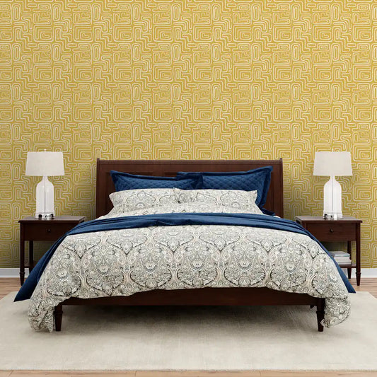 Triomphe Design Wallpaper Roll in Yellow Color Buy Online