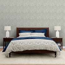 Escher Design Wallpaper Roll in Pale Green Color For Rooms