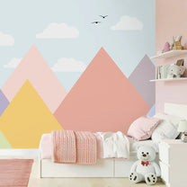 Whimsy Peaks Pastel Kids Room Wallpaper