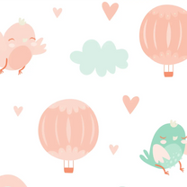 Birdies and Unicorns Design Wallpaper Roll in Peach and Green Color For Rooms