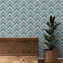 Diagonal Design Wallpaper Roll in Teal Color Buy Online