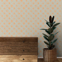 Radiance Design Wallpaper Roll in Orange & teal Color for Rooms