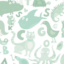 Animals Alphabet Design Wallpaper Roll in Green Color Buy Online