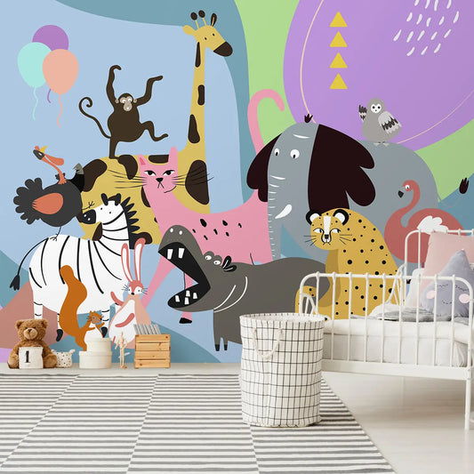 Cute Pastel Animals Club Kids Wallpaper
