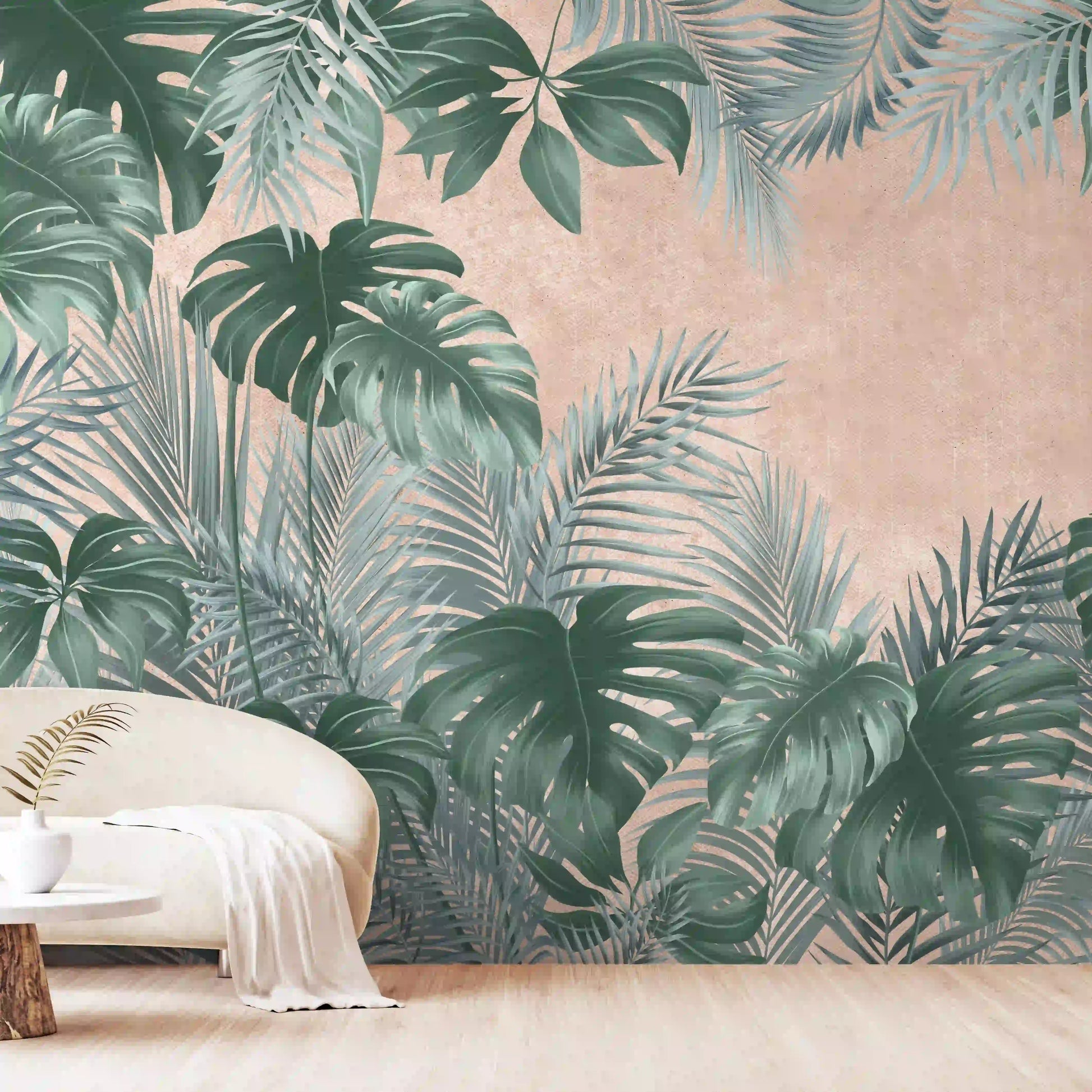 Premium Tropical Leaves Wallpaper, Customized Green Buy now