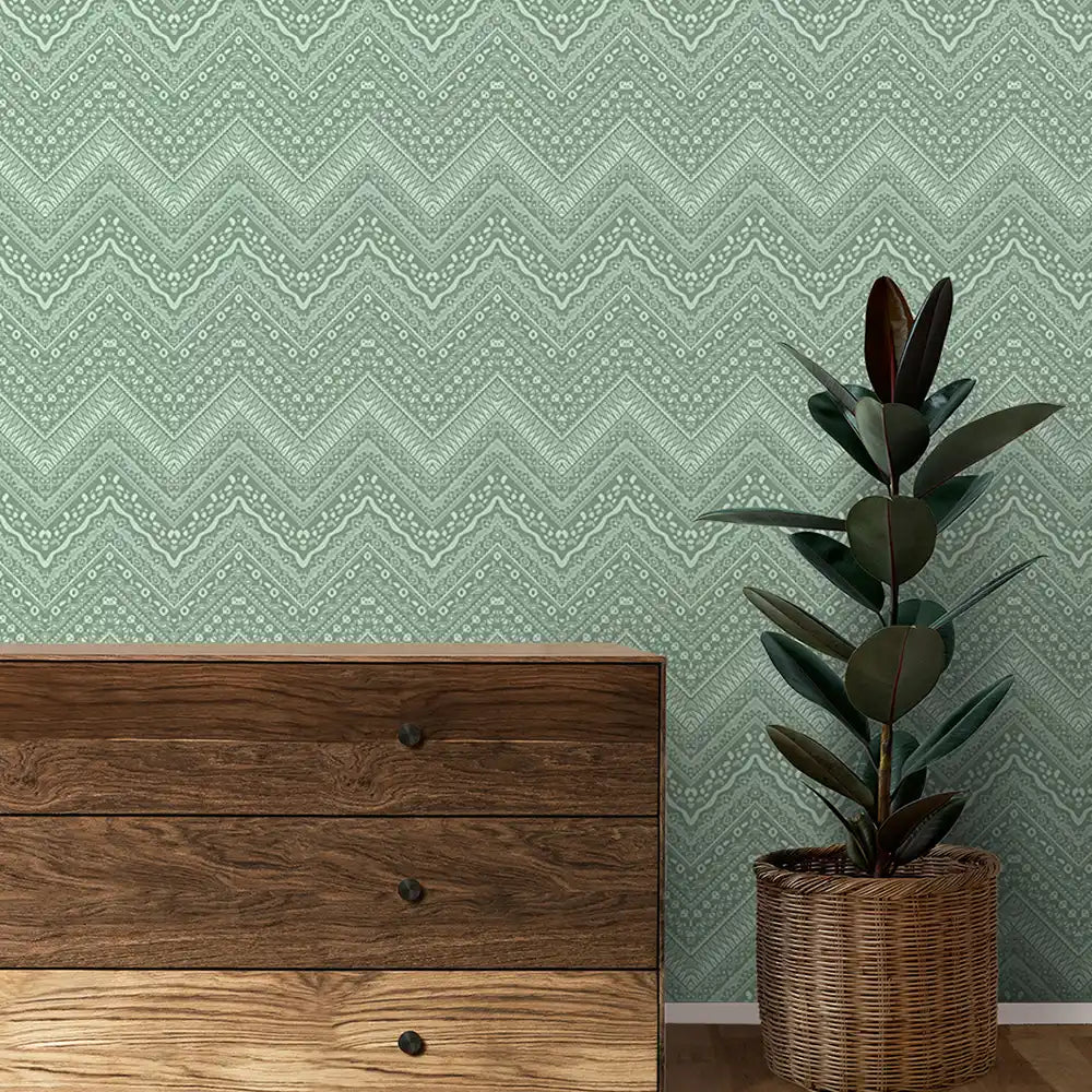 Horizon Design Wallpaper Roll in  Green Color buy Online