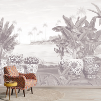 Patio Paradise tropical Wallpaper Customised for Walls lilac Shop now