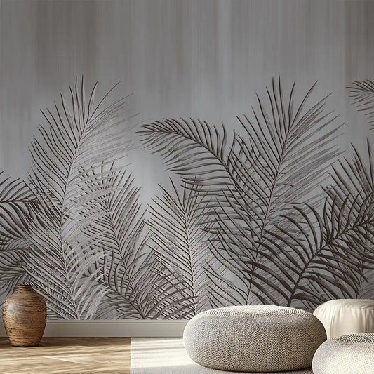 Dark Tropical Leaves in Textured Background Customised Wallpaper Shop now