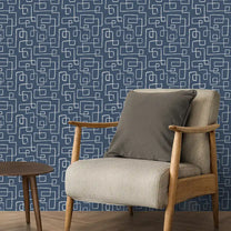 Gridlock Design Wallpaper Roll in Blue Color for Rooms