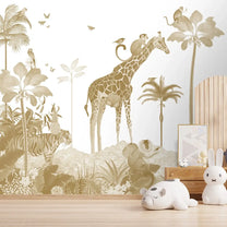 Cute Animal Safari Wallpaper for Kids sepia