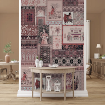 Shop all Kahani, Indian Art Theme Wallpaper, Customised Wine Color