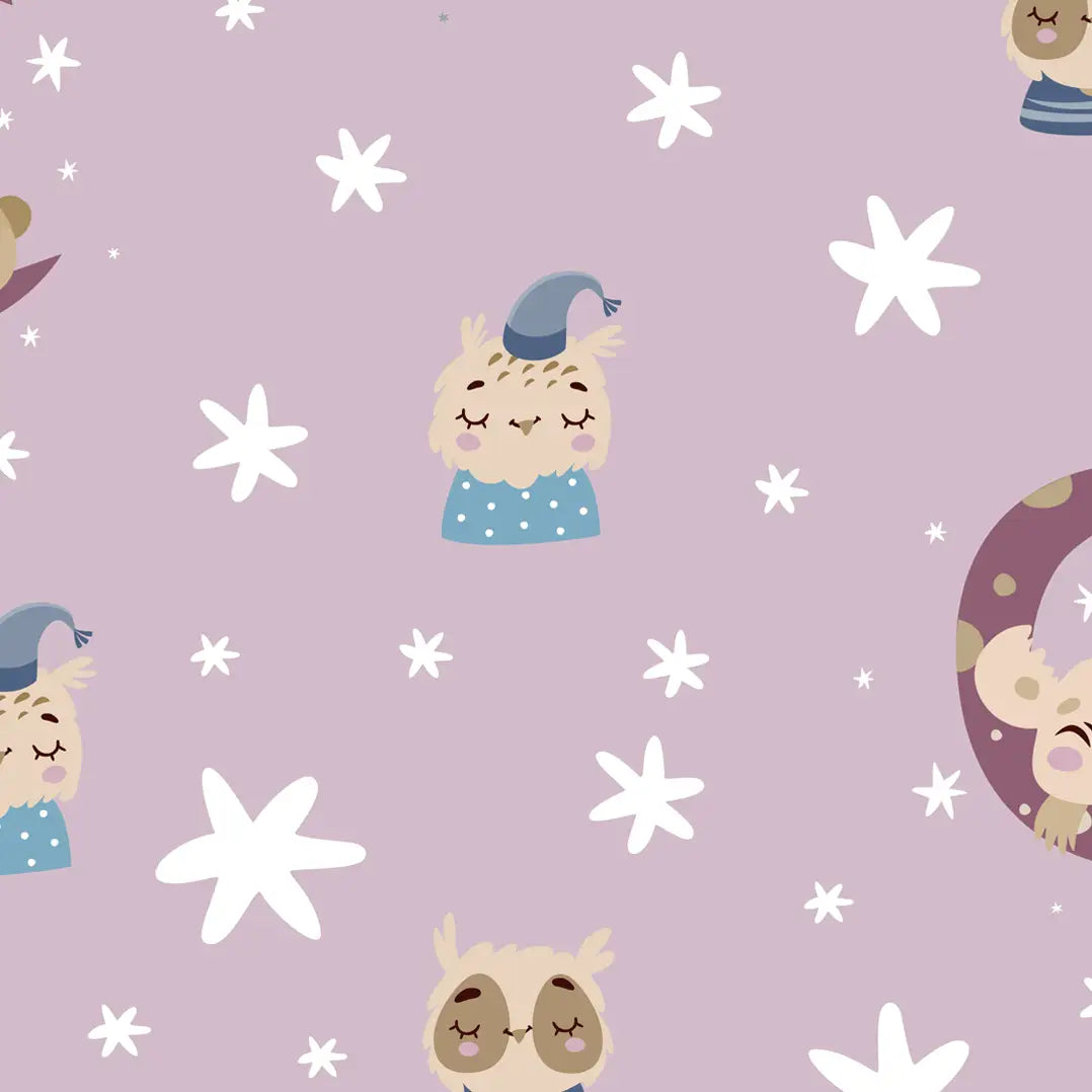 Sleep time Design Wallpaper Roll in Mauve Color  for Rooms