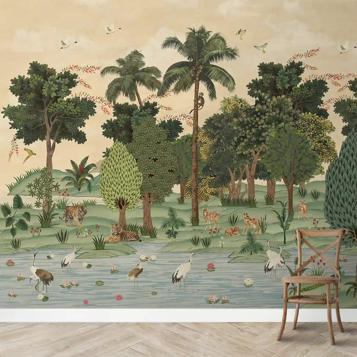 Ran Shringar Wallpaper Depicting Ranthambore Forest Designed for Walls muddy creamish beige