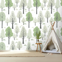Einfache Wandtapete mit Baummuster für Kinder