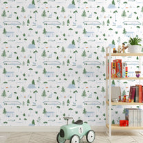 Jungle Fun Design Wallpaper Roll in Green Color for Rooms