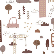 City life Design Wallpaper Roll in Brown Color For  Rooms