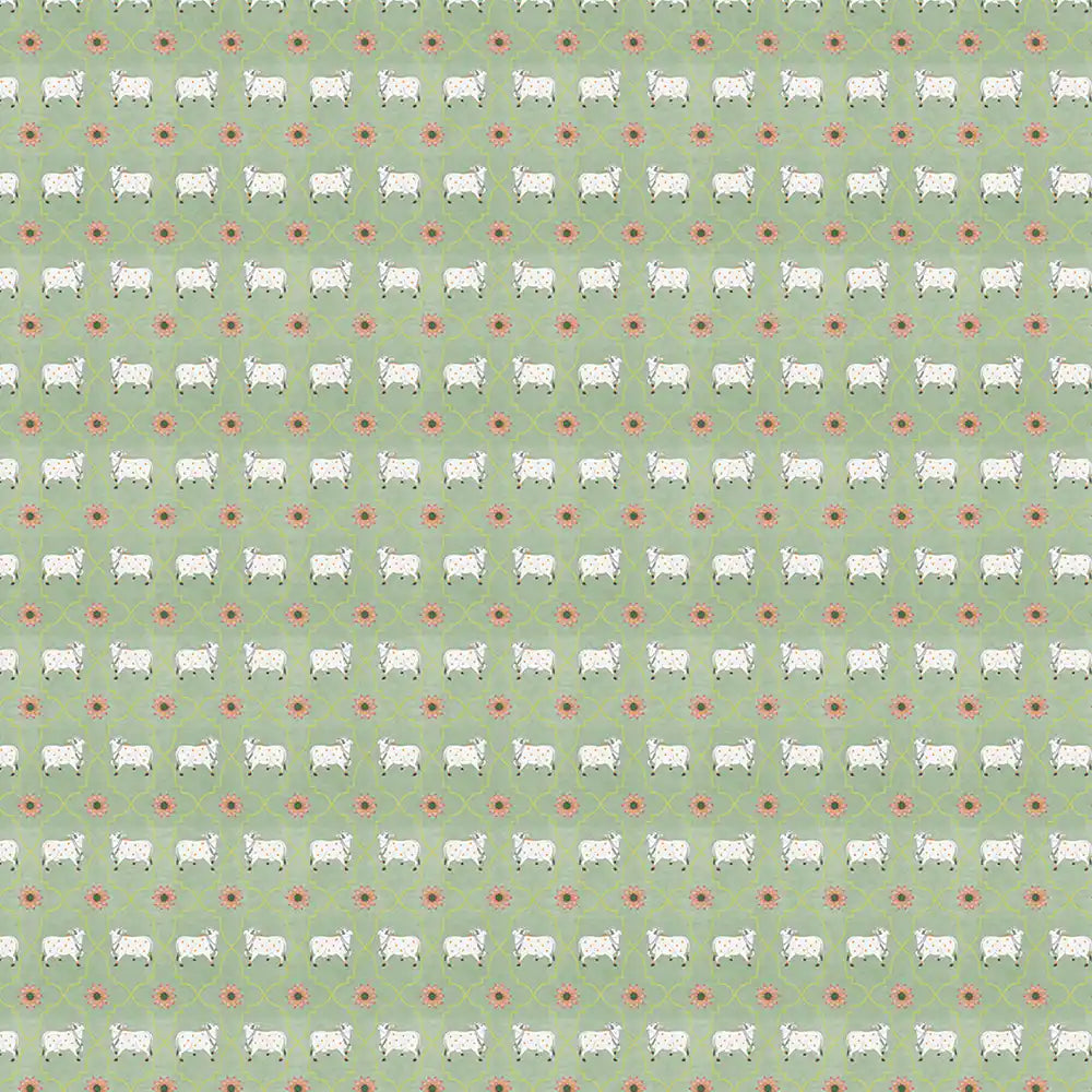 Gauri Design Wallpaper Roll in Green Color for Rooms