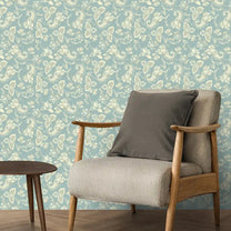 Cameo Design Wallpaper Roll in  Teal Color