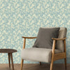Cameo Design Wallpaper Roll in  Teal Color