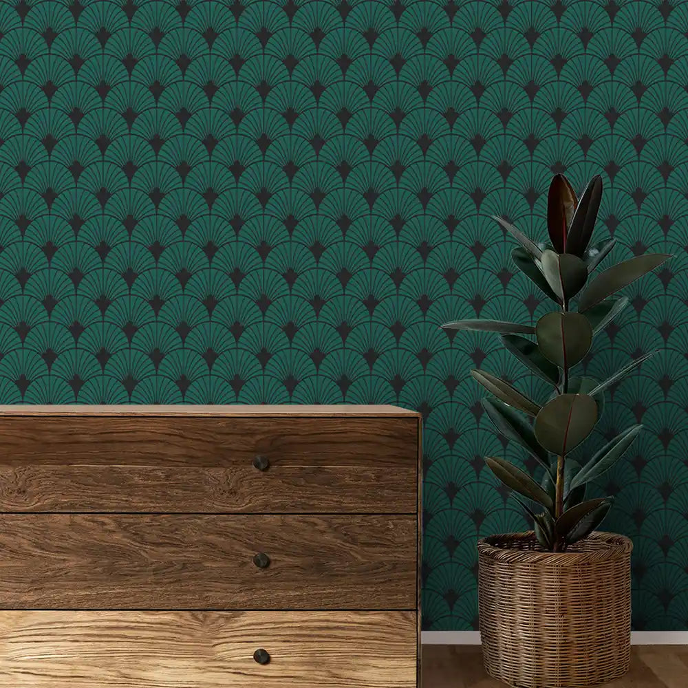 Buy Geo Design Wallpaper Roll in Emerald Color