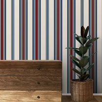 Stripes Design Wallpaper Roll in Blue and Maroon Color Buy Online