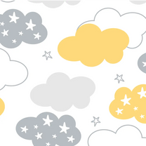 Starry Clouds Design Wallpaper Roll in Yellow and Grey Color For Rooms