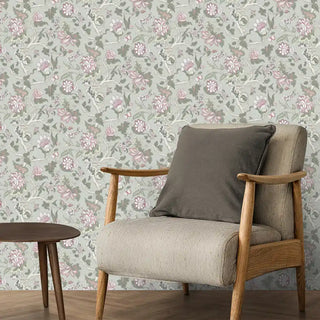 Gardenia Design Wallpaper Roll in Light Green Color